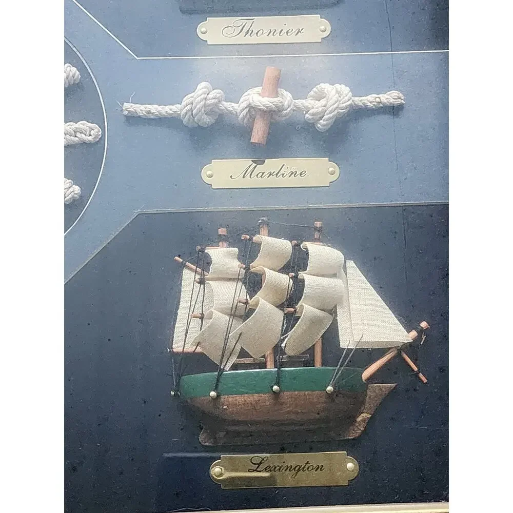 Vtg Decorative Wall Clock Nautical Knots Marine Ships Sailboat Glass Shadow Box
